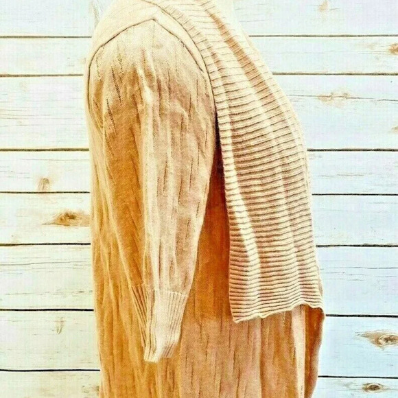 HALOGEN Women Short Sleeve Cardigan Asymmetrical Hem Casual Sweater Size Small - Picture 3 of 11